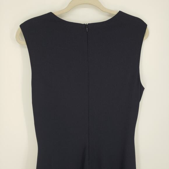MM Lafleur Eleanor Dress 16 Midnight Navy Blue Twist Ruched A Line Minimalist - Picture 10 of 12